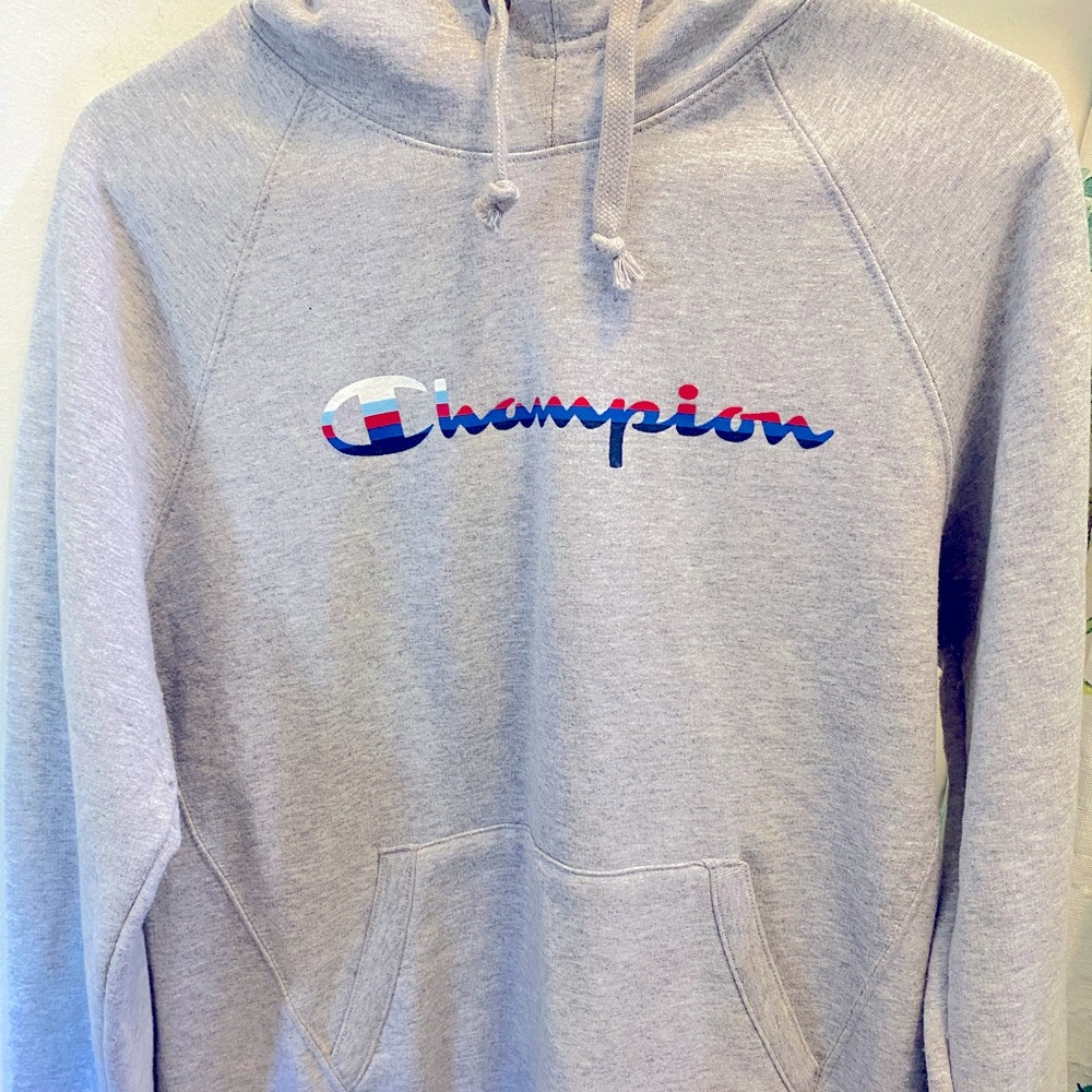 Champion Hoodie- Size M in woman’s. Gray